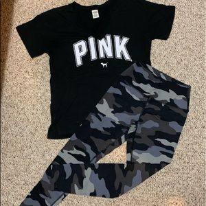 Pink leggings tshirt medium
